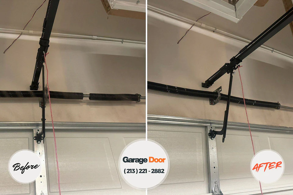 Before and after: garage door spring repair Waxahachie, TX
